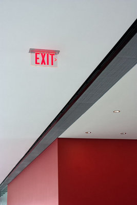 Exit with Red Gray and Black