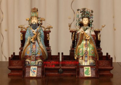 103 pair cloisonne Emperor and Empress. 精美景泰蓝牙人帝后
