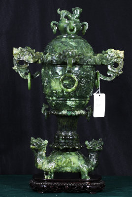 130 huge Chinese spinach jade carving