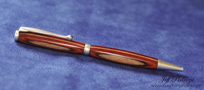 Layered  Wood Pen with satin nickle hardware.