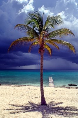 Rainstorm over beach