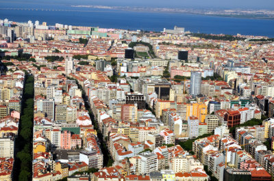 Lisbon's New Avenues, with Monumental Fountain in Background