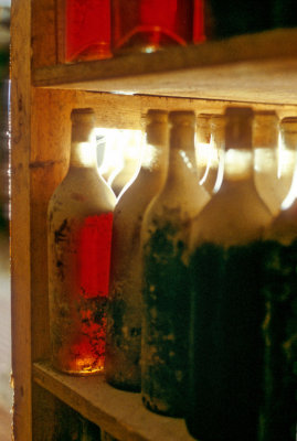 Red Wine Bottles on Cellar, With Centenial Dust 