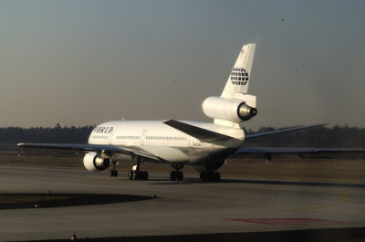 World DC10, Last BUILT, N353WL, Taxiing at Sunrise to Oblivion