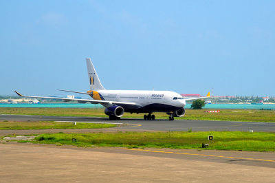 Monarch A330, G-EOMA,  Landing in Male