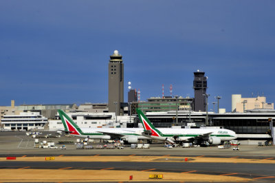 Narita Terminal 2 With 2 Alitalia B-777