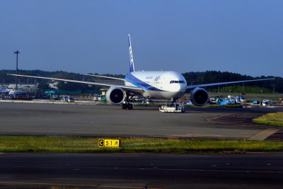 ANA's B-777/300ER, JA780A, Towed To Gate