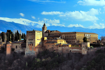 Alhambra and Charles V Palace Under the Last Snows