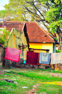 Colourful Cloths Drying In Historical Area