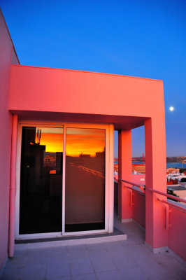 My House Balcony At Sunset, Moon And All...