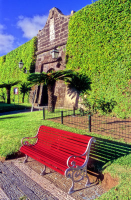 Red Bench On Green Fortress 