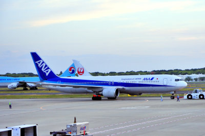 ANA's B-767/300, JA611A, with 2 Tails Behind