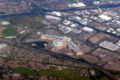 Trafford Centre, Cathedral of Consumerism, Shopping Center, Aerial 	