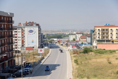 Hotel terrace in Prishtina, looking West