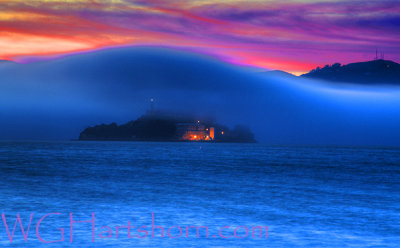 Alcatraz Foggy Sunset