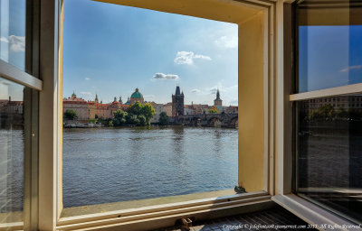 2015 - Looking out from the mens urinal at Café Cihelna, Prague - Czech Republic , Prague - Czech Republic