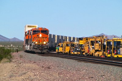 BNSF 8005 West (Z-ALTNBY9-10A) turning into Essex, CA. (2/11/15)