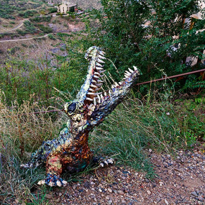Crocodile on a hill in Jerome - I have no idea why