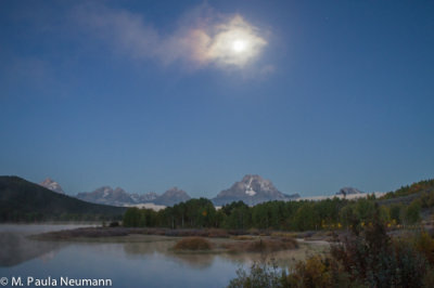 Moon Setting over Grand Teton Mtns.