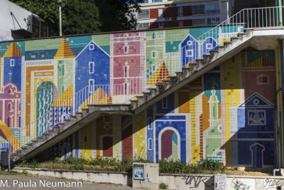 Tile mural along bus route