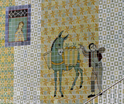 Tile mural along bus route