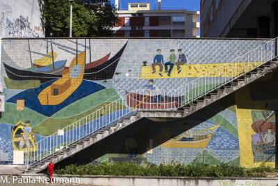 Tile mural along bus route