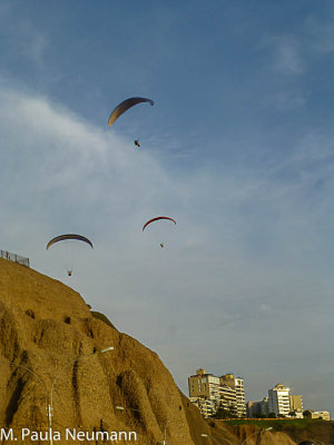 Paragliding above cliffs of Miraflores
