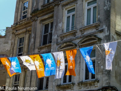 Political flags hanging prior to elections
