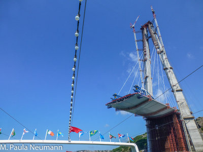Suspension bridge under construction near Black Sea