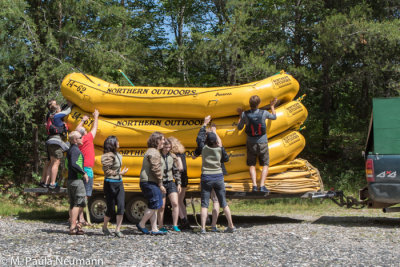 Stacking the rafts for transport