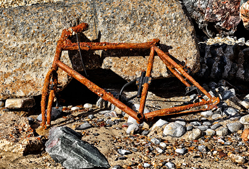 Old Bike on the beach at Happisburgh
