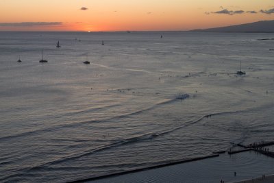 34.  Waikiki Beach at sunset.