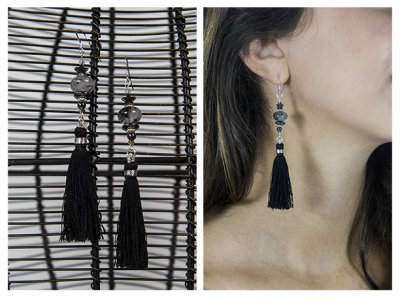 26.  Black silk tassel with gray bead.jpg