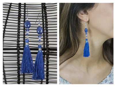 31.  Royal blue silk tassel with oval stone.jpg