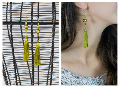 39.  Olive green silk tassel earring.jpg