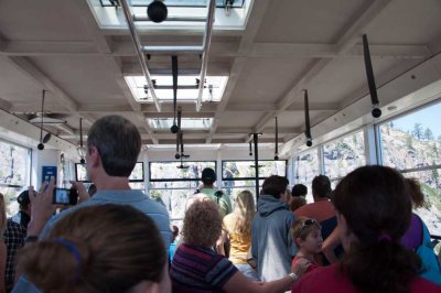 Aboard the tram