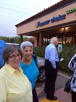 Judy and Lori eagerly awaiting entry to the restaurant