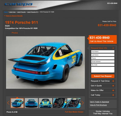Canepa Restored 911 RSR 911.460.9048 George Dyer - NOW FOR SALE