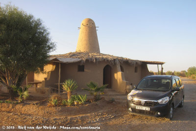 Our rental car in front of our Berber Tent for the night