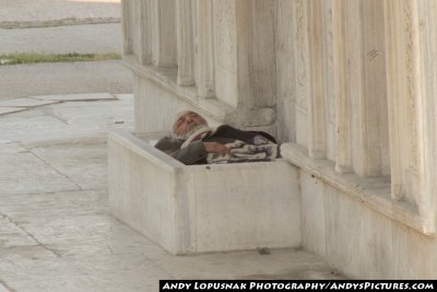 Man sleeping in the fountain of Kilic Ali Pasha Mosque