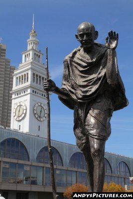 San Francisco's Ferry Building & Gandhi sculpture
