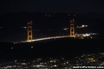 View of the Golden Gate Bridge from Twin Peaks at Night