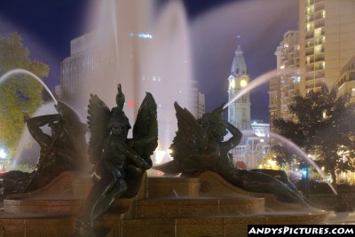Swann Memorial Fountain at Night