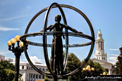 Denver's Vitruvian Man with the City & County Building