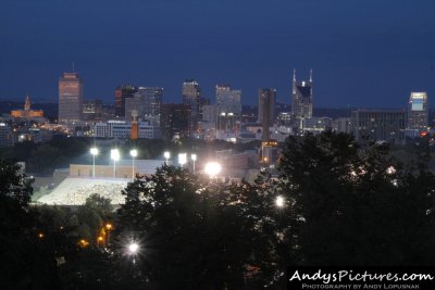Downtown Nashville & Vanderbilt Stadium from Love Hill at Night