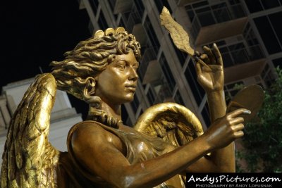 Symphony Angel sculpture at Night