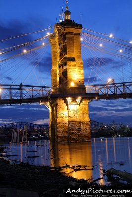 The Roebling Suspension Bridge at Night