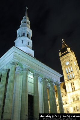 St. Peter in Chains Cathedral & Cincinnati City Hall at Night