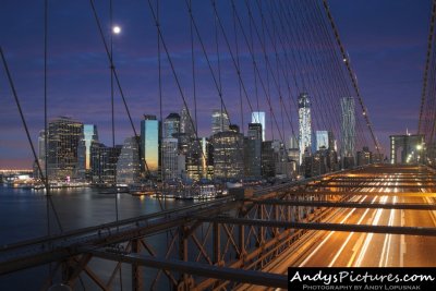 Lower Manhattan at Night from the Brooklyn Bridge
