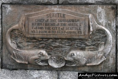 Plaque under the Chief Seattle statue